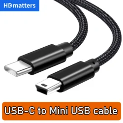 USB C to Mini USB Cable Braided USB-C to Mini-USB 5-pin OTG Charging Sync Data…