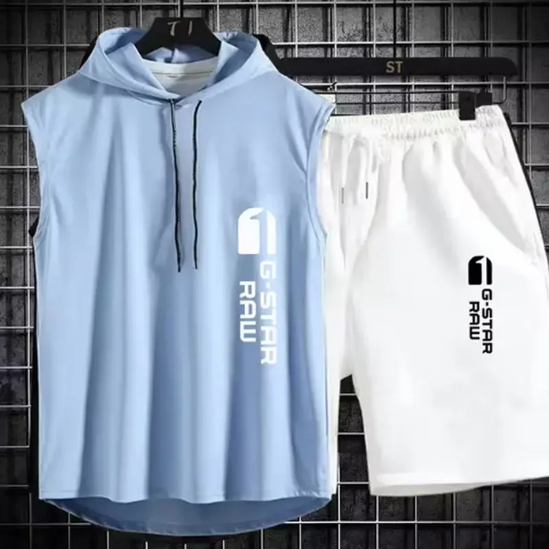 Men's track suit summer sportswear two-piece t-shirt shorts brand tracksuit… - Image 7