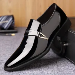 Large Size Business Dress Leather Shoes Glossy Casual Men's Leather Shoes Youth Versatile Leather Shoes Men's Leather Shoes
