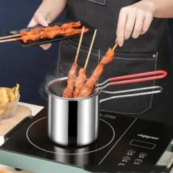 Stainless Steel Deep Fryer With Frying Basket Multifunctional Small Pot Kitchen…