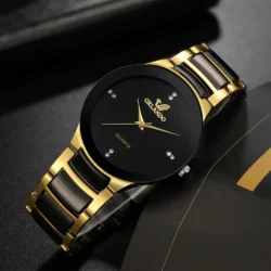 ORLANDO Men Luxury Watches New Arrived Cool Black Gold Quartz Steel Wristwatch…