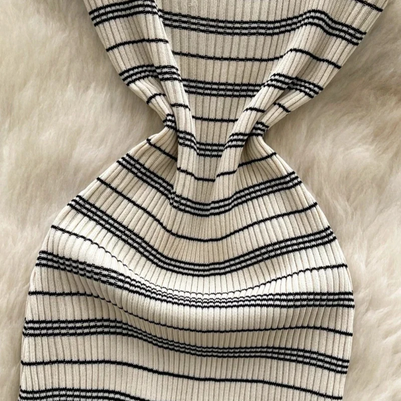 Summer Women Sexy Sleeveless Off Shoulder Sundress Knitted Camisole Dress Metal… - Image 10