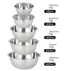 Stainless Steel Mixing Bowls Portable Kitchen Cooking Nesting Storage Bowls for…