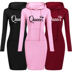 Fashion Elegant Women Bodycon Dresses Pullovers A-Line Office Pocket Hooded Casual…