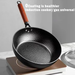 Non-stick 28cm Frying Wok Pan Iron Pan Uncoated Steak Cooking Pot Pancake Pan…