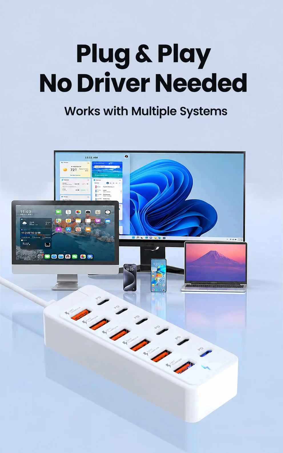 12-Port USB Charger 6 USB-A 6 USB-C Desktop Charging Station Fast Charger Multi… - Image 13