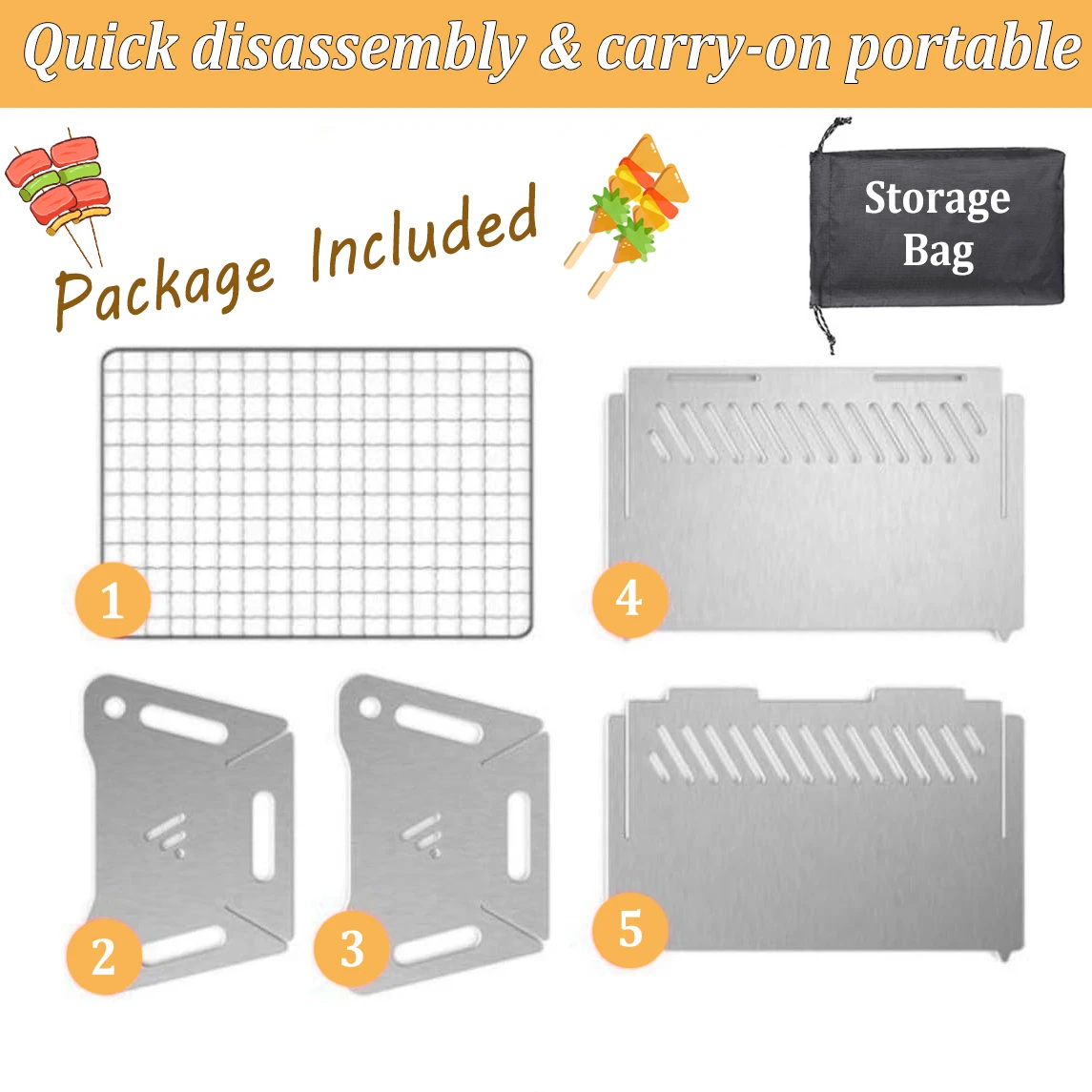 Compact Portable BBQ Grill Stainless Steel Folding Charcoal Stove with Carry Bag for Outdoor Camping Backyard & Picnic Use - Image 2