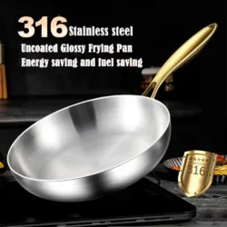 316 Stainless Steel Frying Pan Wok Pan Nonstick Cooking Fried Steak Gas Stove Pot…