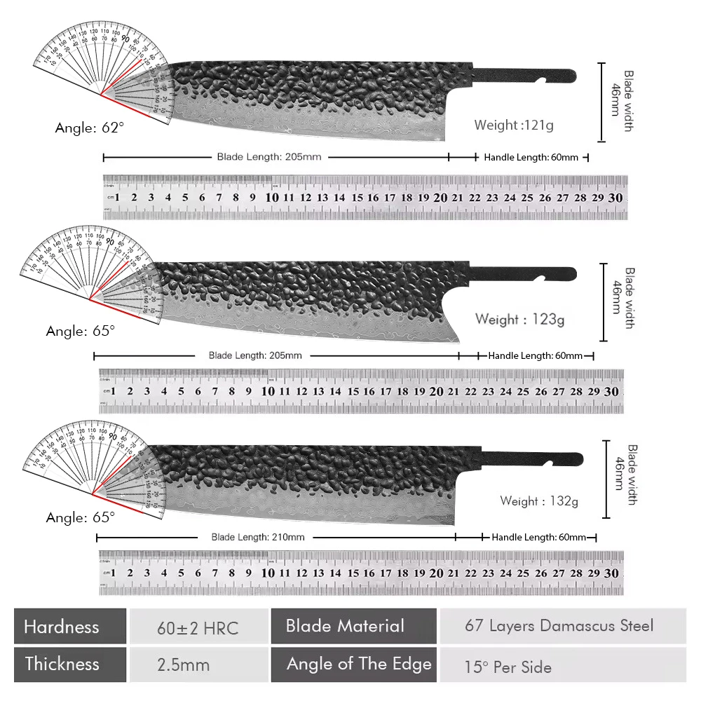 TURWHO 1-10 Pieces Japanese Chef Knife Blank Blade DIY Damascus Steel VG10 Core… - Image 5