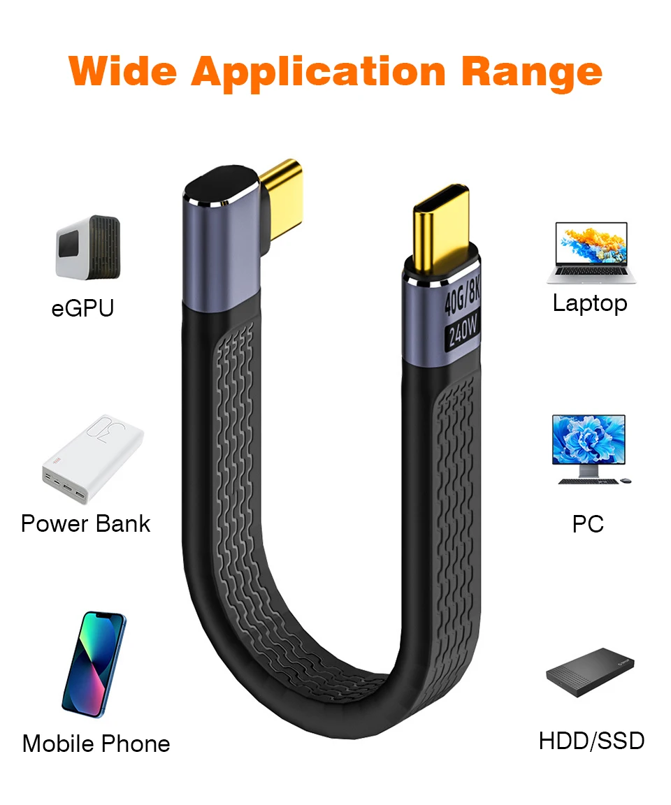 USB4 Elbow Short Cable 13.5cm Thunderbolt4 Type C Cable 40Gbps PD240W Charging… - Image 20