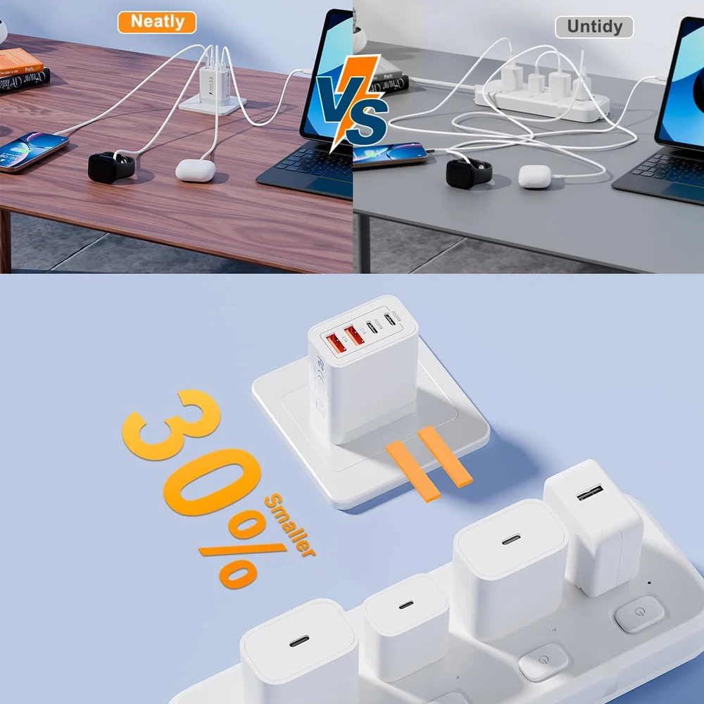 AU Wall Plug Travel Chargers, Multi-Port USB-C/USB-A Mobile Phone Charger, 40W PD… - Image 6