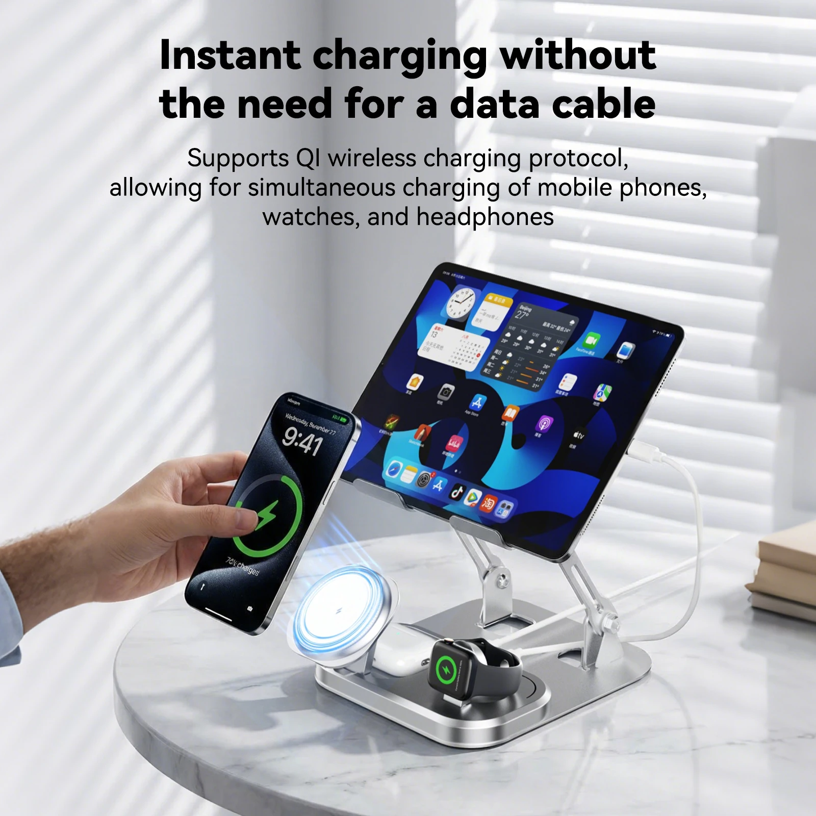 Foldable Magnetic Wireless Charger Stand Type-C 30W Fast Charging Station Phone… - Image 3