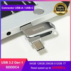 SanDisk Ultra Dual Drive Luxe USB Type-c 32GB 64GB 128GB 256GB 512GB USB 3.2 Gen 1…