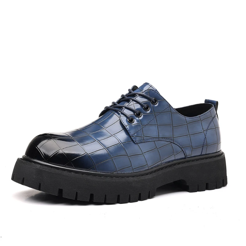Men British Style Thick Bottom Elevator Leather Shoes Fashion Groom Wedding Dress Shoes For Suits Spring Autumn Casual Footwear - Image 3