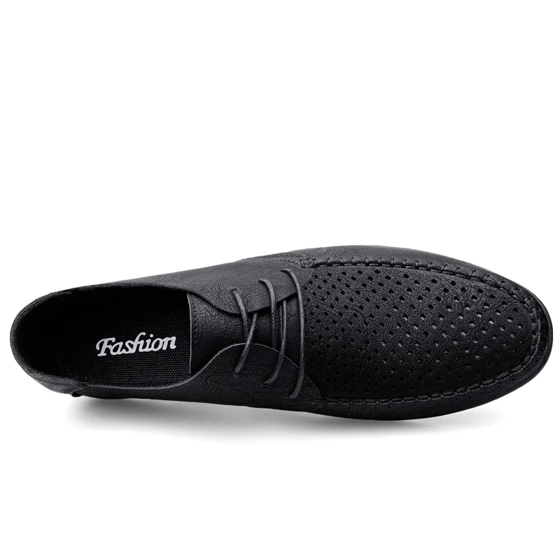 Summer Hollow Out Leather Shoes Men Luxury Italian Men Casual Handmade Moccasins Designer Breathable Boat Shoes Zapatos Hombre - Image 2