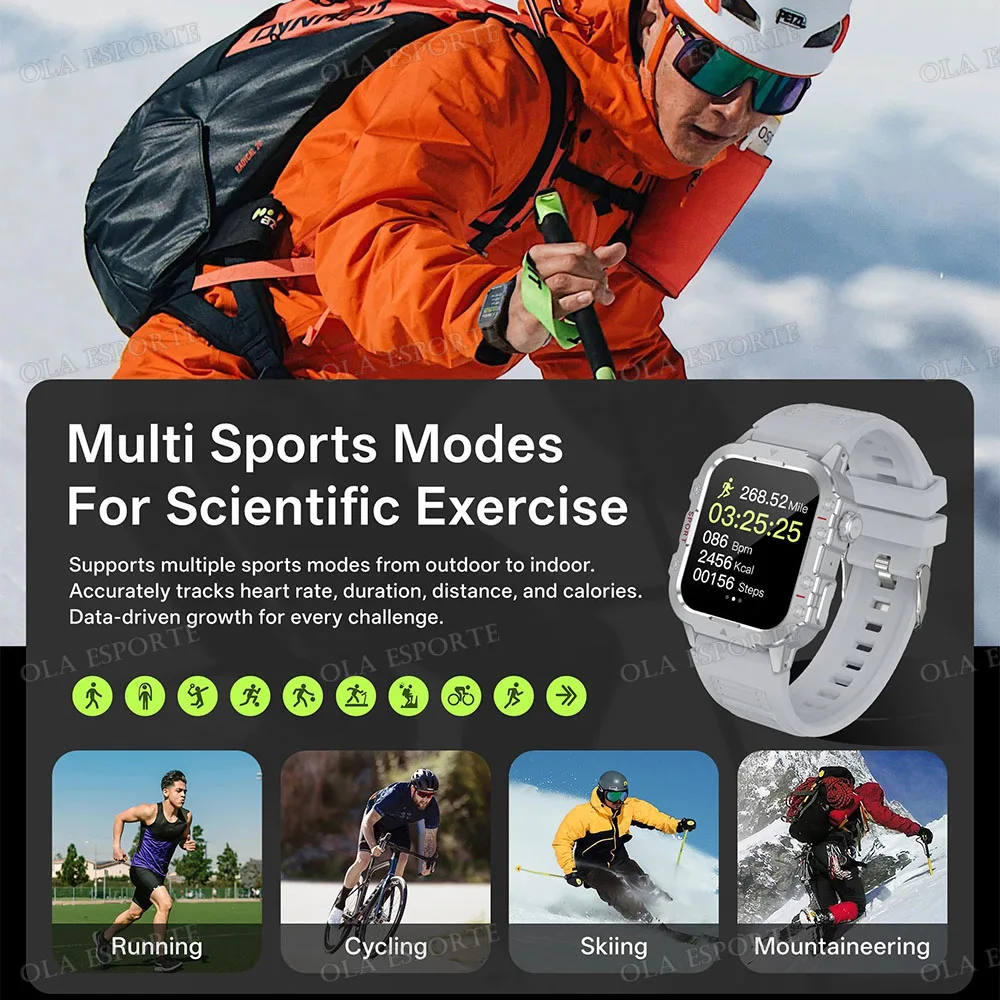 2025 New Military Smart Watch Men IP67 3ATM Waterproof Outdoor Sports Fitness Tracker Health Monitor 1.44" BT Call Smartwatch H1 - Image 5