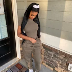 Two Piece Versatile Solid Color Sports And Leisure Set, Women's Cotton Slim Fit…