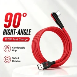 90 Degree Elbow Type C USB Fast Charging Cable For iPhone 15 16 17 Xiaomi Redmi…
