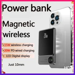 10000mAh Alloy Macsafe Powerbank Magnetic Power Bank Wireless Fast Charger For…