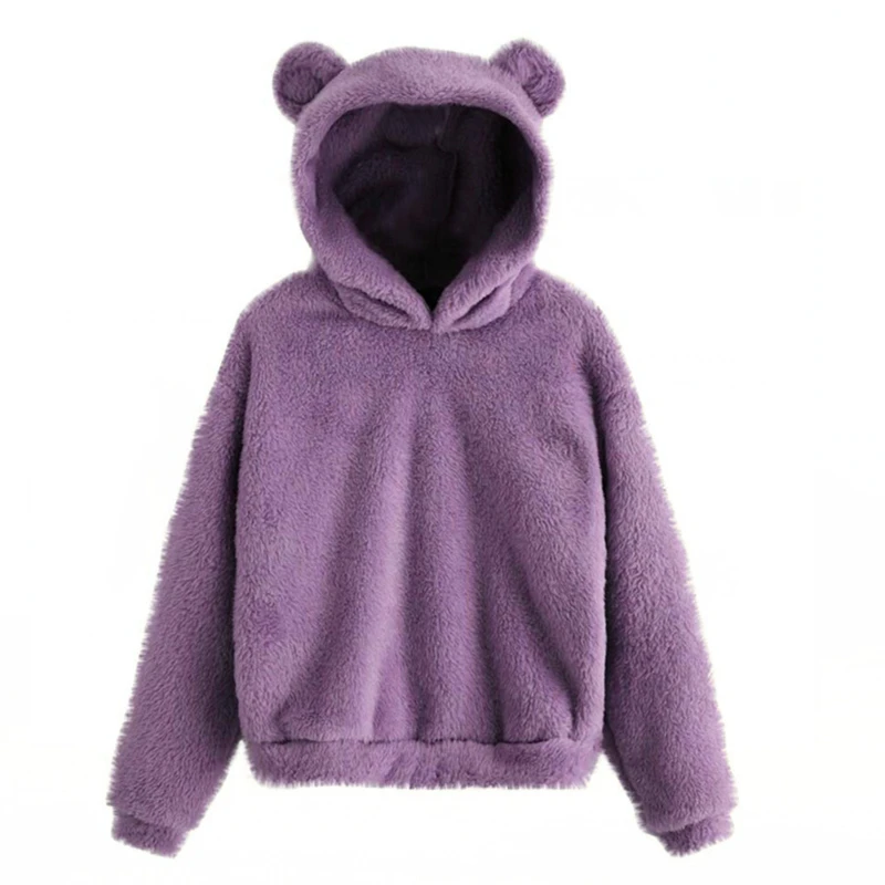 Winter Korean Fashion Bear Ears Cute Loose Hoodie Fluffy Hooded Warm Sweatshirt… - Image 13
