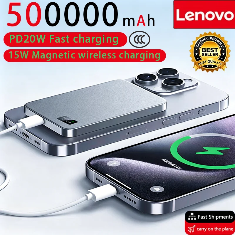 Lenovo Magnetic Magsafe Power Bank 500000mAh PD22.5W Wireless Quick Charging…