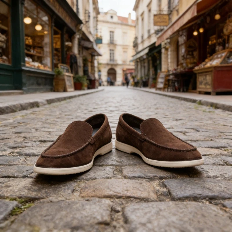 2025 Deer Leather Casual Men's Shoes Big Size 48 Versatile Comfortable Work Shoes Driving Loafers Suede Leather Formal Flats - Image 2