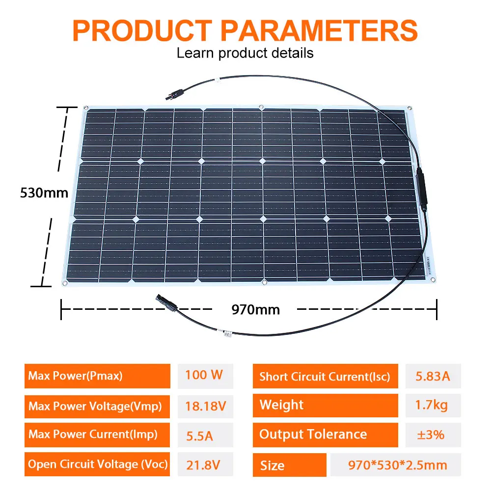 solar panel kit and 300w 200w 100w flexible solar panels 12v 24v high efficiency… - Image 3