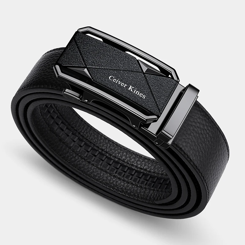2026 Fashion Men's Belts Cowhide Leather Automatic Buckle Belts High Quality Business Casual Belt - Image 3