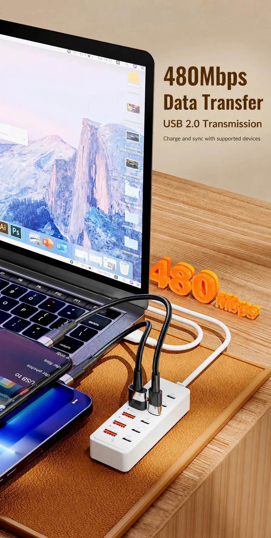 12-Port USB Charger 6 USB-A 6 USB-C Desktop Charging Station Fast Charger Multi… - Image 11