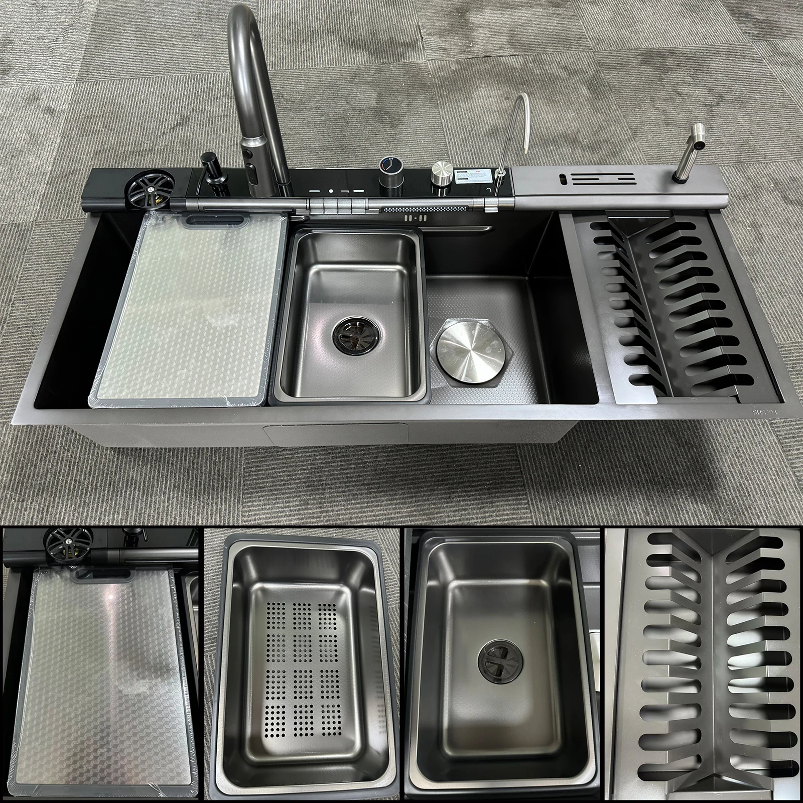 Multifunctional Sinks Stainless Steel Waterfall Kitchen Sink Includes 120 × 50… - Image 3