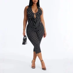 Women Summer Sexy and Fashionable Polka Dot Print Halter Neck Backless Two-piece…