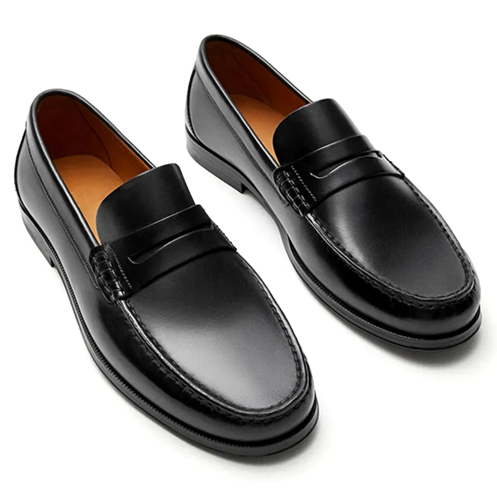 Vintage Calf Leather Loafers Breathable Slip on Moccasins Driving Designer Casual Cowhide Shoes for Men - Image 3