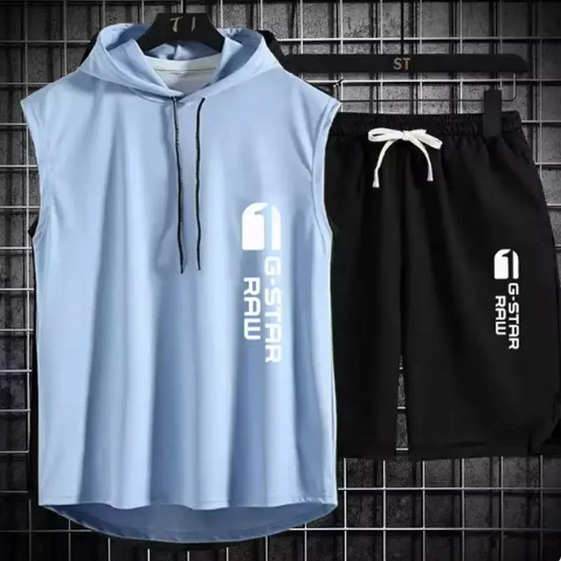 Men's track suit summer sportswear two-piece t-shirt shorts brand tracksuit… - Image 6