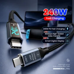 USB4 Type C to Type C Cable Digital Display 240W PD3.1 Fast Charging 40Gbps Data…