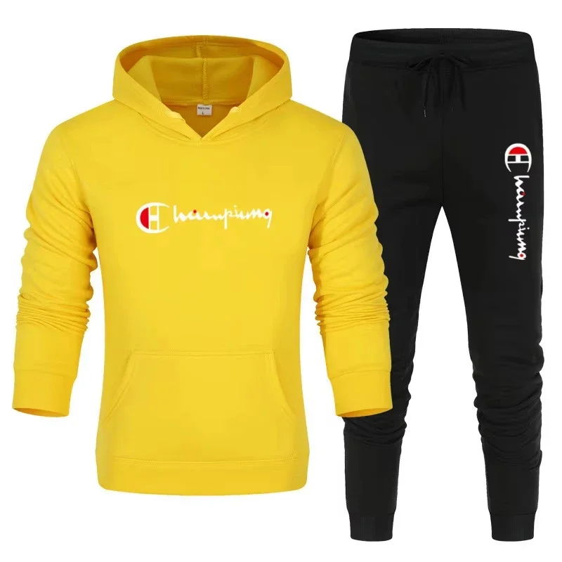 2025 Men's Tracksuit Hooded Sweatshirt+Sweatpants 2 Pcs Sets Sports Suit Casual… - Image 4