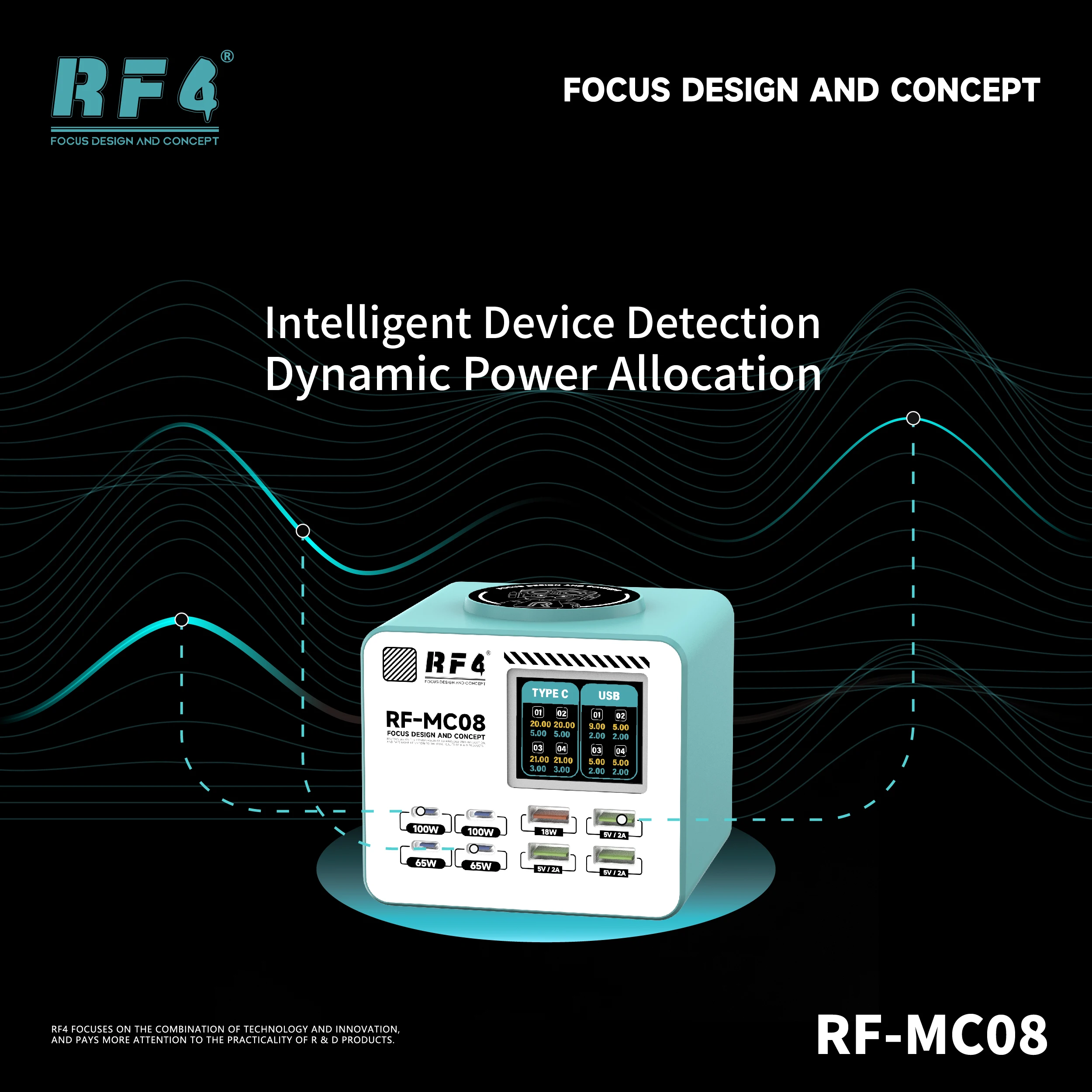 RF4 RF-MC08 Smart Multi-Port Charger Single Port Up To 100W Supports Laptop… - Image 11