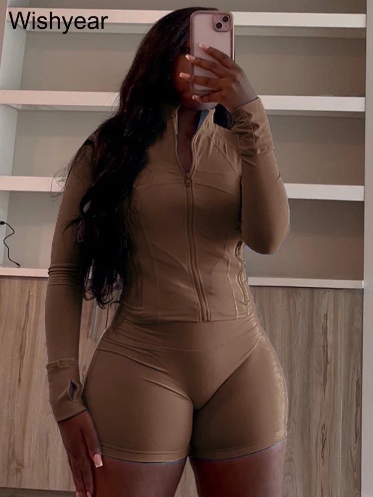 Tracksuit Sales Women Green Two 2 Piece Set Spring Fall Long Sleeve Zip Jacket Top… - Image 2