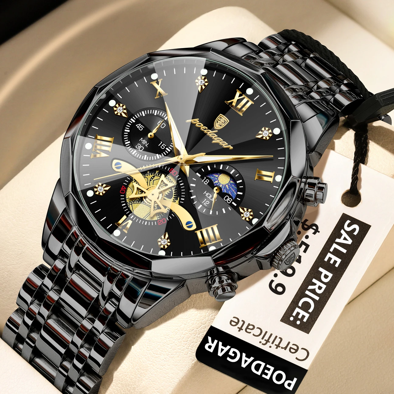 POEDAGAR Luxury Men Watch Top Original Waterproof Luminous Chronograph Man Wristwatch Stainless Steel Quartz Men's Watches Reloj - Image 13