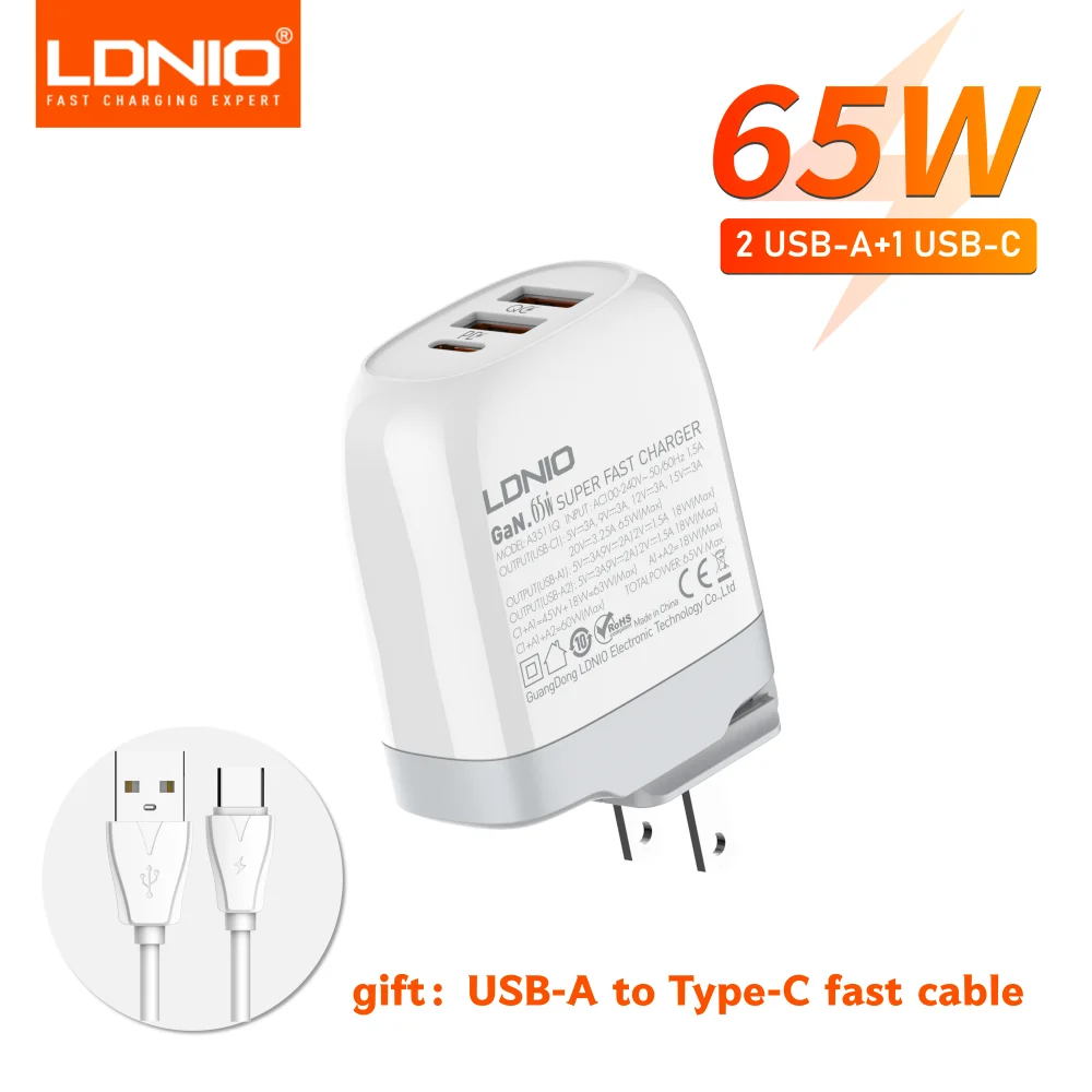 65W GaN USB C Charger LDNIO Type C USB Charger PD QC PPS Wall Power Adapter… - Image 7