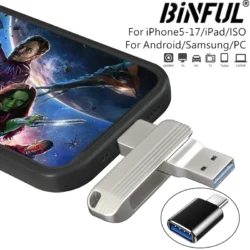 New 3in1 USB Flash Drive 512GB 256GB 128GB Type-C Pendrive For iPhone iPad Android…