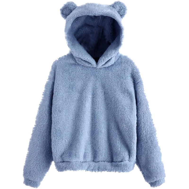 Winter Korean Fashion Bear Ears Cute Loose Hoodie Fluffy Hooded Warm Sweatshirt… - Image 9