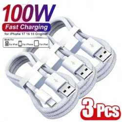 100W USB C Phone Cable For iPhone 16 15 17 Pro Max 17 Air Fast Charging Type-C…