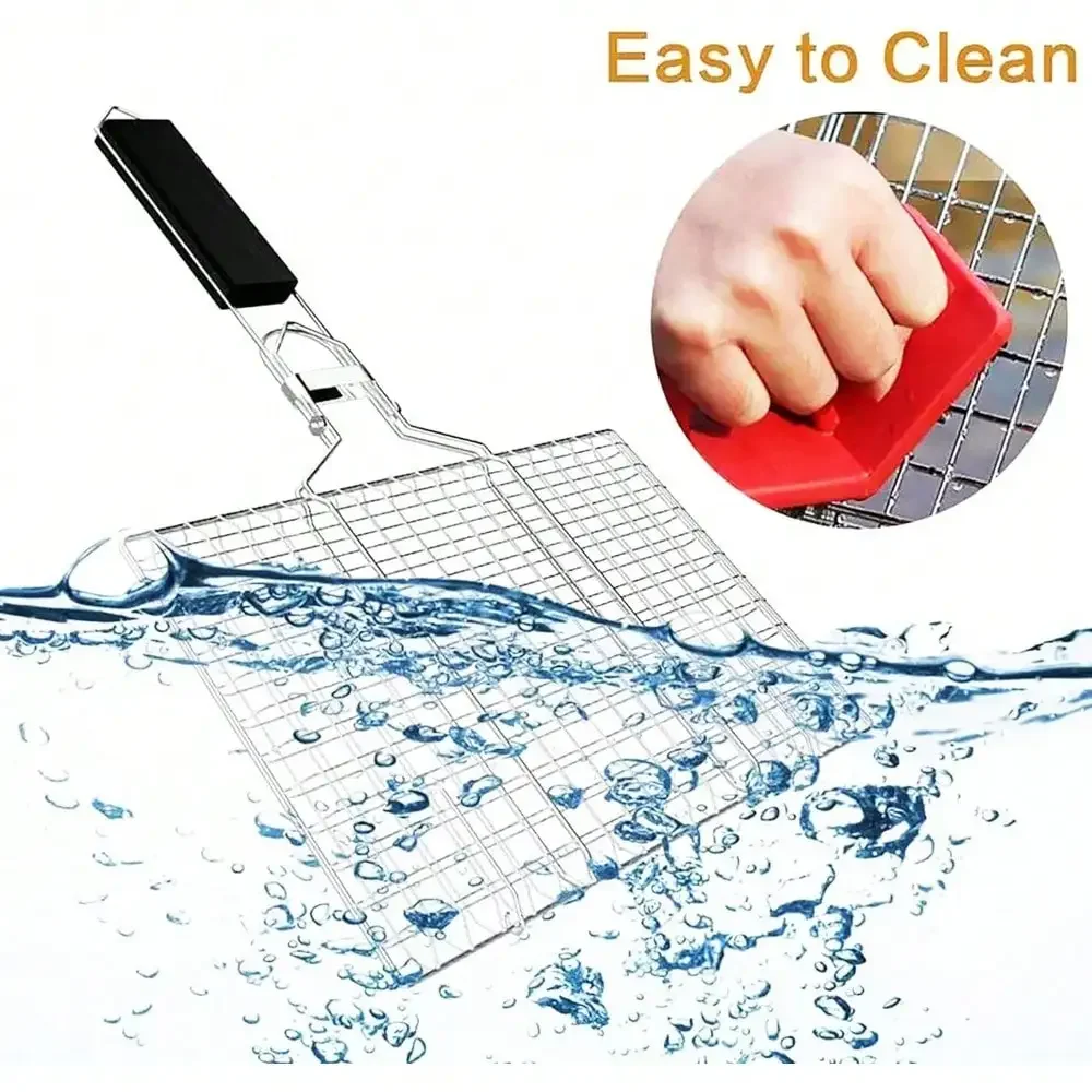 1pc Folding Outdoor Camping Stainless Steel BBQ Rack With Removable Handle… - Image 9