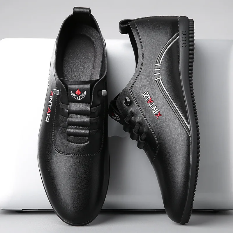 2024 casual men leather shoes Versatile Business White footwear Fashion anti slip comfortable loafers male new lightweight flat - Image 2