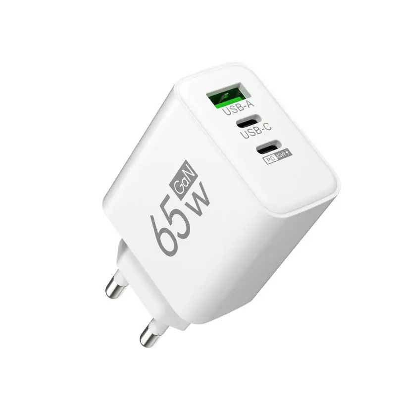 New 1Pcs 65W GaN USB Charger 3 Ports PD Type C Fast Charging EU/US/KR Plug Travel… - Image 6
