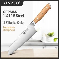 XINZUO 5.8 Inches Kitchen Knife Bunka Knife German 1.4116 Steel Slicing Knife…