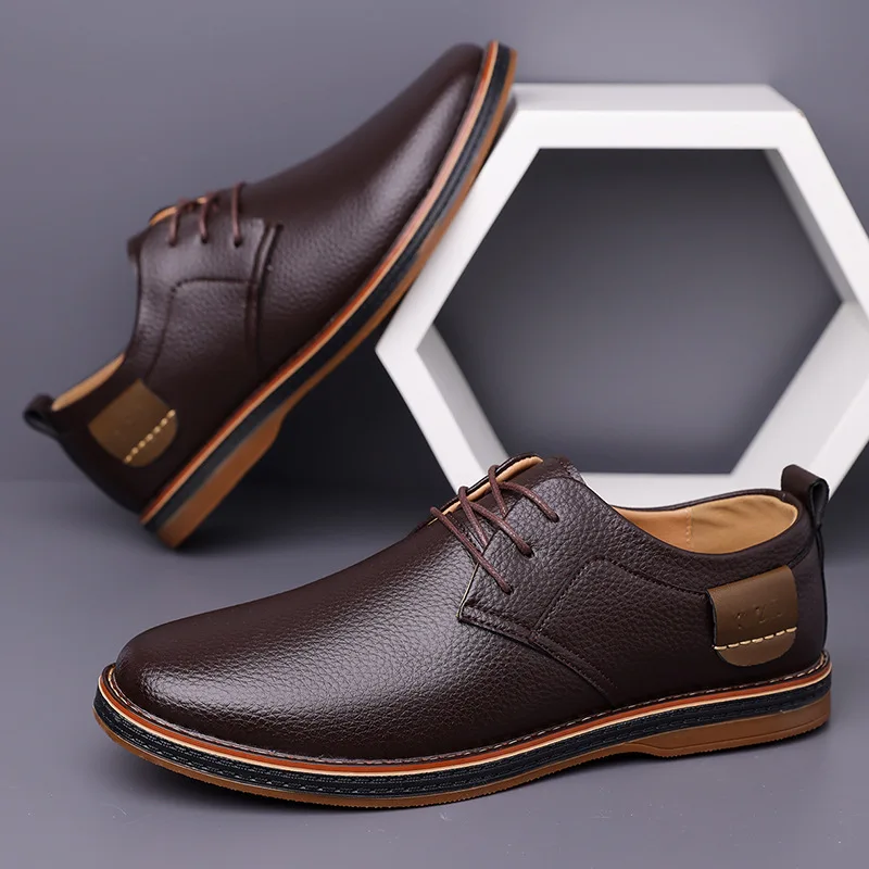 2025Genuine Leather Men Dress Shoes Oxfords Brogue Lace Up Italian Mens Casual Shoes Luxury Brand Moccasins Loafers Plus Size - Image 3