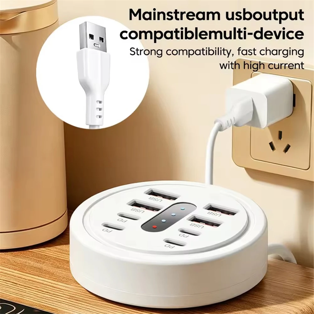 66W Multi Port USB Charging Station 4 QC Fast Charge USB-A 4 Type-C Ports Desktop… - Image 2