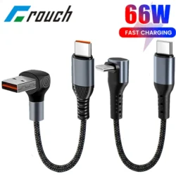 Crouch 90 Degree Short Cable USB Type C To Type C 6A 66W Fast Charge 25CM 50CM…