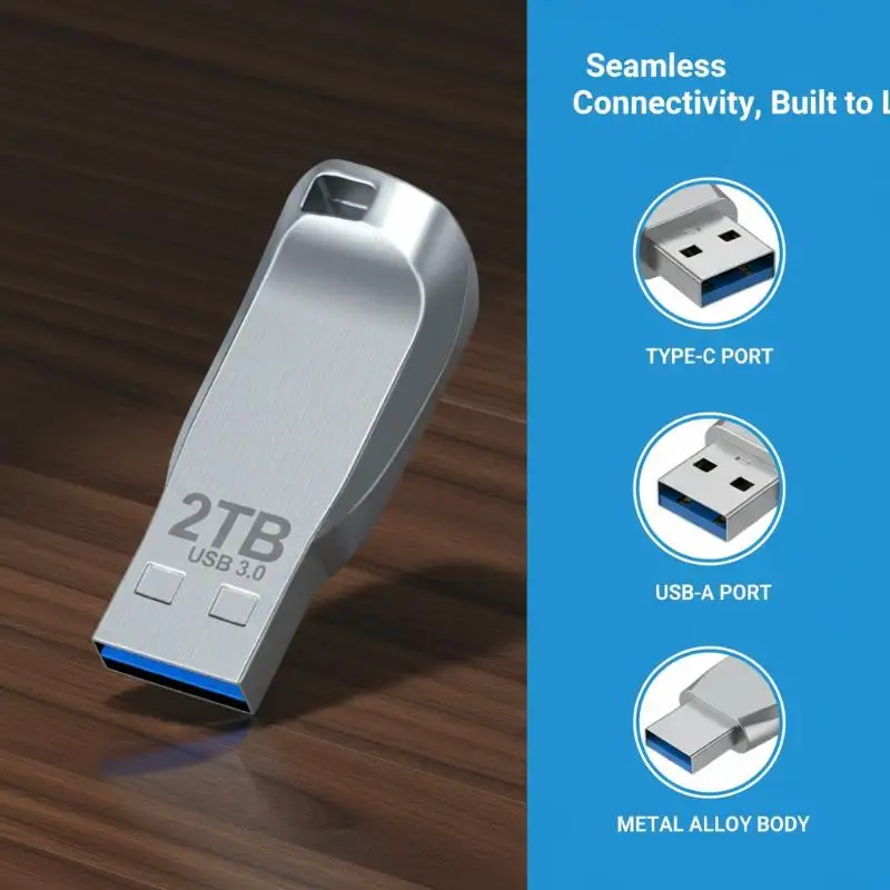 Pendrive Waterproof USB Flash Drive with Newly Upgraded Type-C Adapter 2TB…